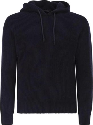 Tagliatore Ribbed Knit Hoodie - Heren - Ronde hals truien - Blauw - XL - Truien & Vesten