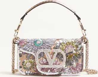 Valentino Garavani Valentino Garavani Loc&ograve; Small Embroidered Shoulder Bag With Jewel Logo Wo