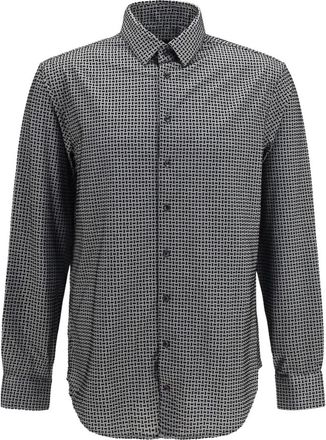 Giorgio Armani Camicia in jersey di cotone regular fit con stampa flock geometrica - - Shirts - Uomo - Grigio - XL