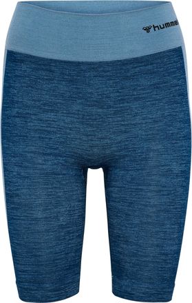 Hummel Trainingsshorts HUMMEL HMLCLEA SEAMLESS CYCLING SHORTS, Damen, Gr. L (40), N-Gr, navy peony, faded denim, Obermaterial: 57% Polyamid, 30% Polyester, 1