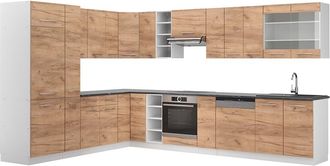 Vicco Cocina Esquinera Fame-line, Oro Potencia Roble/blanco, 347 X 257 Cm Sin Encimera