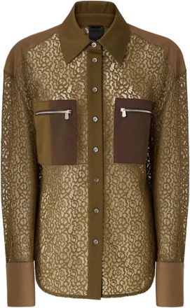 Pinko Magliocco Camicia Pizzo e Cotone - Dames - Overhemden - Veelkleurig - M - Katoen - Overhemden