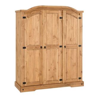 Seconique Seconique - Corona 3 Door Wardrobe - L57 x W151.5 x H187 cm - Distressed Waxed Pine