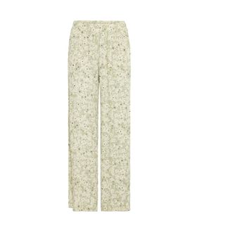 Ichi Ichi - Gestippelde Bloemenprint Loszittende Broek - Dames - Broeken - Groen - Maat: M