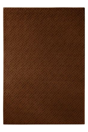 Wecon Home Alfombra de lana con relieve marr&oacute;n 140x200