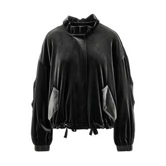 Emporio Armani Chaqueta con cuello con volantes y efecto terciopelo - Jackets - Mujer - Negro - XS