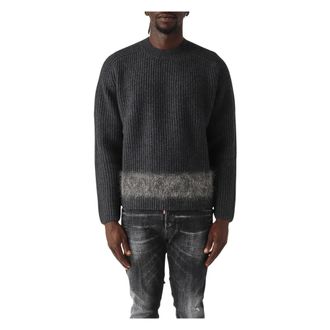 Dsquared2 Truien & Vesten, Heren, Grijs, L, Wol, Geribbelde wollen trui