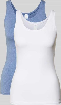 Skiny Skiny Slim Fit Top mit Allover-Animal-Print im 2er-Pack in Blau, Gr&ouml;&szlig;e 36