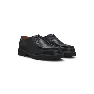 HUGO BOSS Moccasin-inspired Derby shoes in tumbled leather