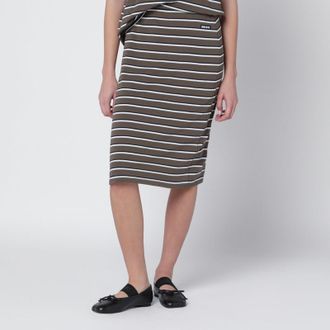 Rotate Brown striped cotton-jersey pencil skirt