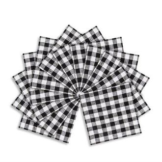 Solino Home Linen Cocktail Napkins - Gingham Check, 6 x 6 in Black at Nordstrom, Size Small