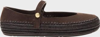Loewe x Paula & apos;s Ibiza Rio Suede Mary Jane Espadrille Flats