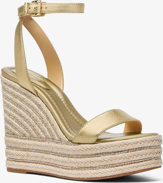 Michael Kors Leighton Metallic Leather Wedge Sandal
