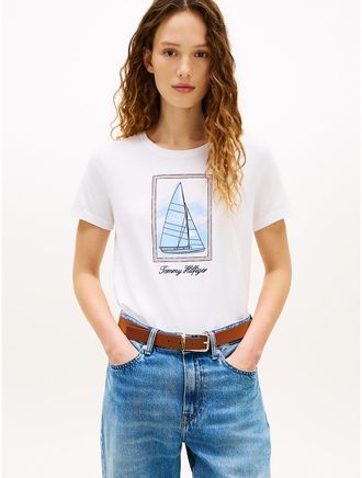 Tommy Hilfiger Womens Sailboat Graphic T-Shirt - White - XXL