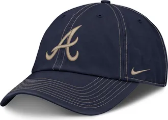 Nike Atlanta Braves Club Nike Mens MLB Adjustable Hat in Blue | NB0141SAW-L9H