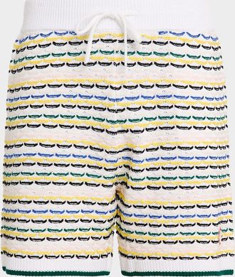 Casablanca Mens Tuck Stitch Stripe Knit Drawstring Shorts