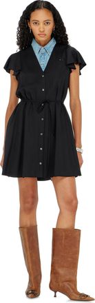Diesel Cupro dress with V-neck and front buttons - Dresses - Woman - Black