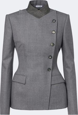 Alexander McQueen Pinstripe peplum wool blazer