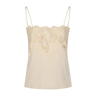 Alberta Ferretti Top con inserti in pizzo - - Tops - Donna - Bianco - M