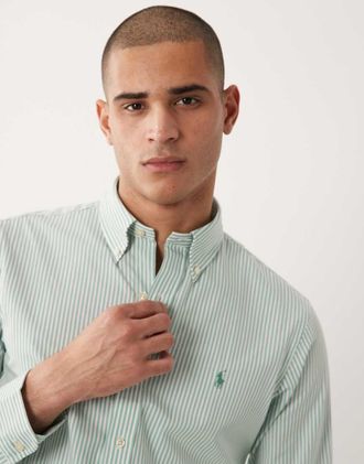 Polo Ralph Lauren Camicia verde chiaro a righe con logo