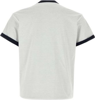 Prada Mens White Cotton Reversible T-Shirt Bianco+navy Exterior