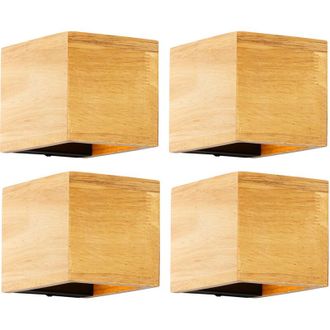QAZQA Set of 4 Smart Wall Lamps Oak Wood Incl. Wifi G9 - Transfer