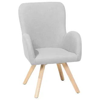 Beliani Beliani - Sill&oacute;n Tapizado En Tela Gris Claro Con Reposabrazos Patas De Madera Estilo Moderno Bjarn