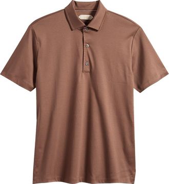 Aurélien AUR1 Solid Cotton Polo in Chocolate at Nordstrom, Size Xx-Large