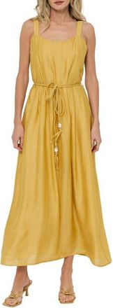 Ciebon Claudia Tie Waist Midi Dress in Pimrose Yellow at Nordstrom, Size X-Large