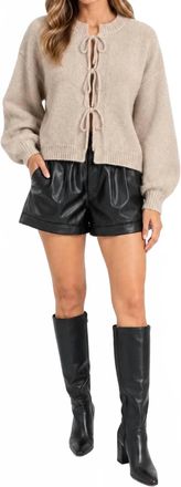 Elan Front Tie Cardigan In Macchiato