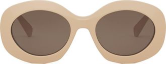 Celine Triomphe 54mm Round Sunglasses in Shiny Beige /Brown at Nordstrom