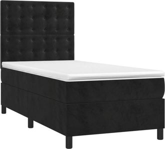 vidaXL Cama Box Spring Colch&oacute;n Y Led Terciopelo Negro 80x200 Cm Vidaxl