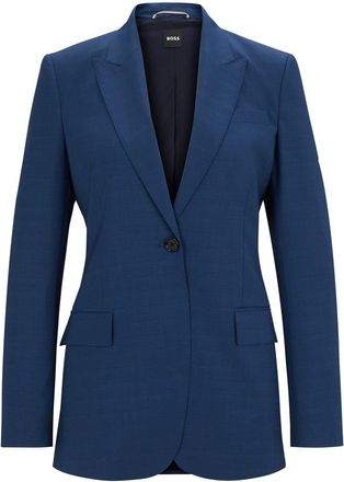 HUGO BOSS Womens Solid Patterned Single Button Notch Collared Suit Jacket in Open Misc - Multicolour - Size 14 UK