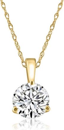 Pompeii3 VS 1Ct Round Moissanite 3-Prong Martini Solitaire Pendant 14k Yellow Gold