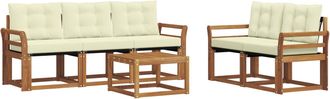vidaXL Conjunto De Sof&aacute;s De Exterior 6 Uds. Natural Y Crema Vidaxl