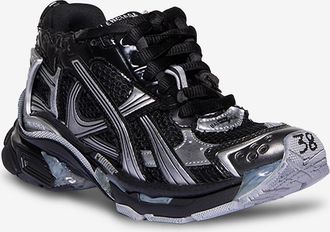 Balenciaga Niedrige Mesh-Sneakers mit silbernen Details Runner