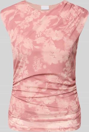 Jake*s T-Shirt mit Raffungen und Rundhalsausschnitt in Fuchsia, Gr&ouml;&szlig;e XXL