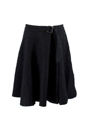 Dior Navy Mohair-blend Belted Skirt Size M