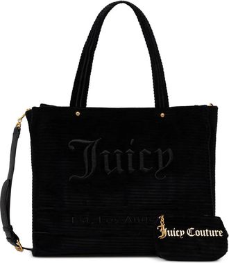 Juicy Couture Ribfluwelen shopper met geborduurd logo - Zwart