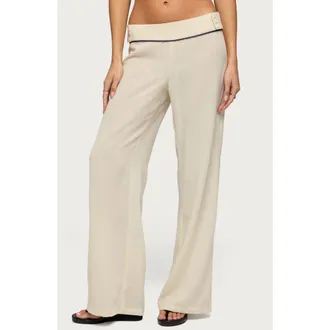 Edikted Dorine Wide Leg Pants in Cream at Nordstrom, Size X-Large