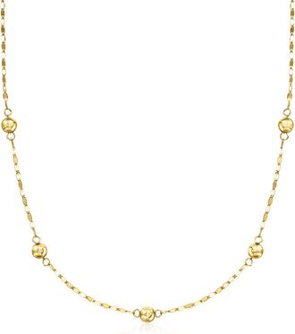 Ross-Simons Italian 14kt Yellow Gold Bead Station Lumachina-Chain Necklace