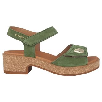 Mephisto Stijlvolle dames sandaal met bandje - Dames - Sandalen met hakken - Groen - 42 EU - Su&egrave;de - Schoenen