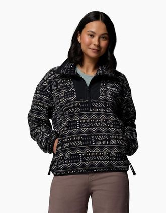 Columbia Womens Columbia Sequoia Grove Printed Half Zip Polyester Womens Black Fleece Pullover - Size: 10/8