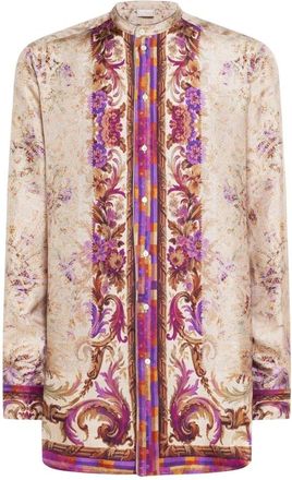 Pierre-Louis Mascia Aloe Mandarijnkraag Shirt - Dames - Overhemden - Paars - S - Overhemden