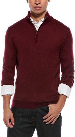 N.Peal N. PEAL Regent Birdseye 1/2-Zip Cashmere & Silk-Blend Mock Neck Sweater
