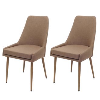 Hhg Lote De 2 Sillas De Comedor Hhg-069, Silla De Cocina Silla Tapizada, Tela/textil (280g/m&sup2;) Metal, Marr&oacute;n