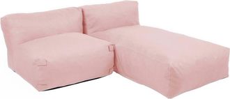Oviala Mueble de jardín modular de 2 plazas con chaise longue rosa empolvado