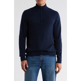 Nordstrom Cashmere Quarter Zip Sweater in Navy Night at Nordstrom Rack, Size Xx-Large