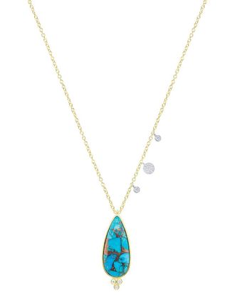Meira T 14K 4.55 Ct. Tw. Diamond & Turquoise Necklace