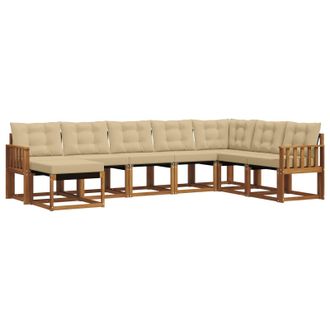 vidaXL Conjunto De Sof&aacute;s De Exterior Con Coj&iacute;n 8 Pcs Natural Y Beige Vidaxl
